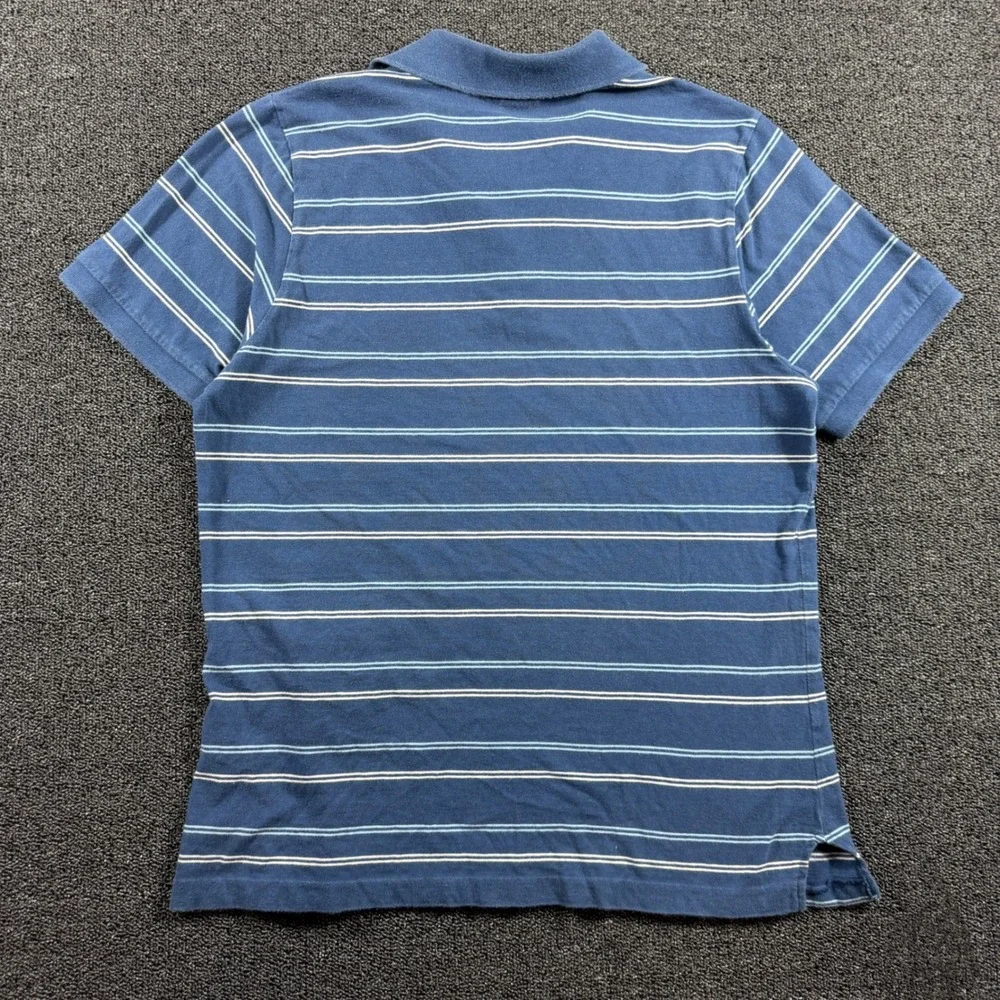 Vintage HCO Hollister Men's XXL Blue Striped Short‎ Sleeve Polo Shirt Y2K Surf